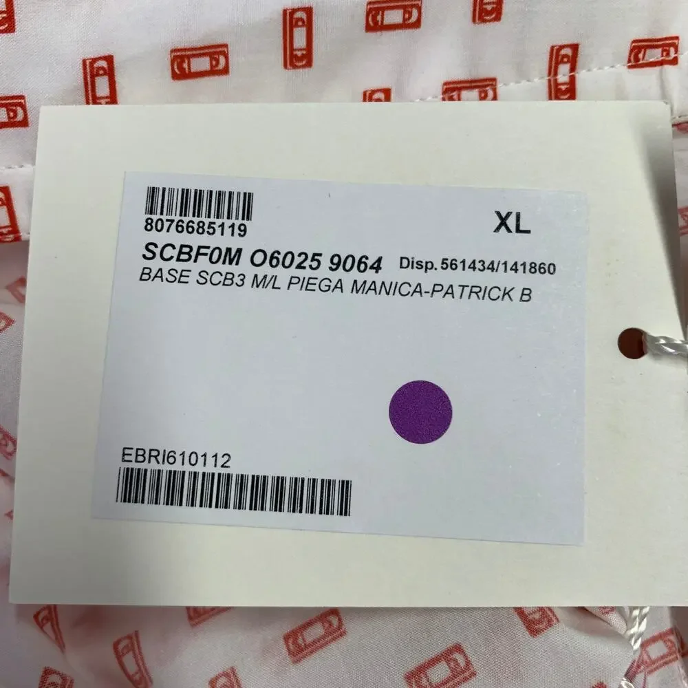 BRIONI Size XL White Red VHS Tape Cotton Long Sleeve Shirt - Picture 6 of 6